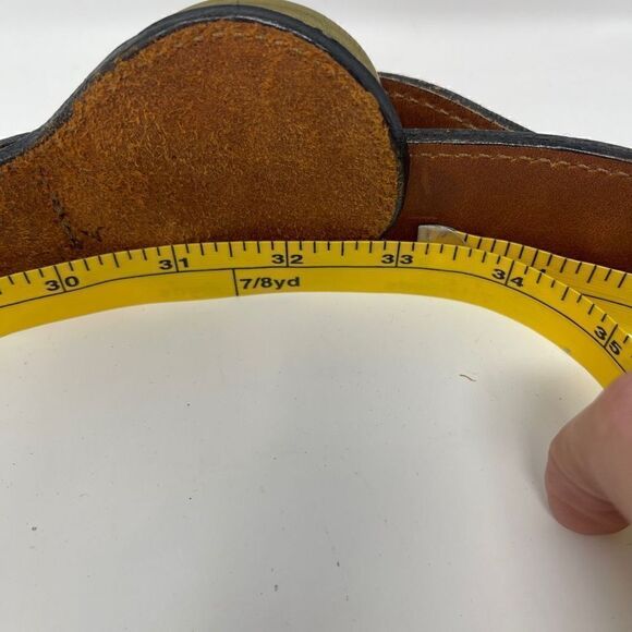 The J. Peterman Company Medium Brown Leather Wide Corset Belt Brass Tone Buckle - Picture 4 of 5